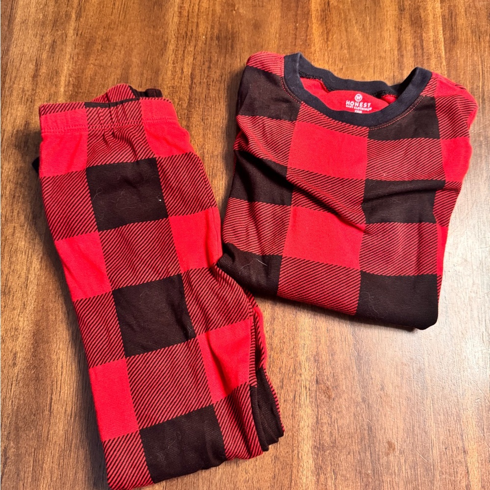 Plaid Red and Black Kids Pajama Set